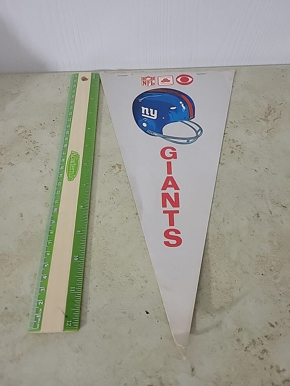 Vintage State Farm Insurance & CBS TV New York Giants 2-Sided Paper Pennant